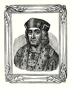 Henry VII werd geboren in 1457, gekroond in 1485, en stierf in 1509 (gravure) door English School