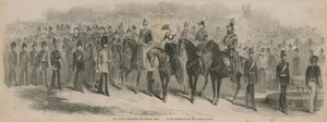 Hare Majesteit deelt het Victoria Cross uit door English School