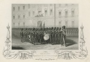 Hare Majesteit neemt afscheid van de Fusilier Guards door English School
