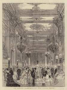 De Grote Ontvangstruimte van Hare Majesteit, Windsor Castle (gravure) door English School