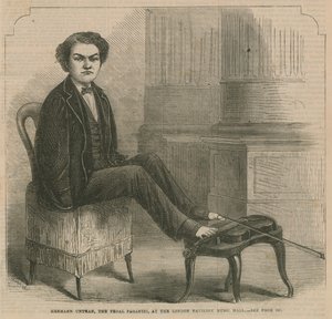 Hermann Untman, de pedaal Paganini, in de London Pavilion Music Hall door English School