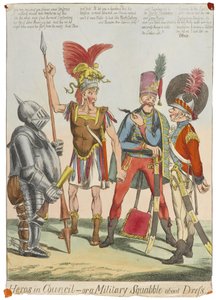 Helden in Raad - of een Militaire Ruzie over Kleding, ca. 1820 door English School