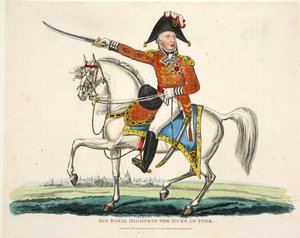 Zijne Koninklijke Hoogheid, De Hertog van York, uitgegeven door Richard Evans, gegraveerd door Romney, illustratie uit Een Historisch Verslag van de Slag bij Waterloo door William Mudford, 1816 door English School