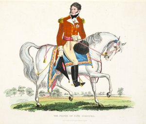 Zijne Koninklijke Hoogheid, de Prins Regent van Groot-Brittannië, illustratie uit An Historical Account of the Battle of Waterloo door William Mudford, 1816 door English School
