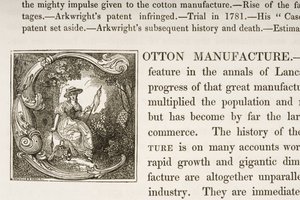Geïllustreerde Initiaal C, uit een boek over Britse Katoenfabricage door English School
