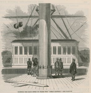Het hijsen van de Blue Peter aan boord van de Great Eastern door English School