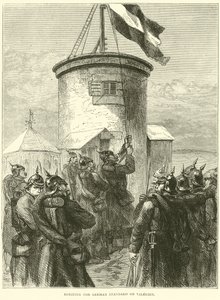 Het hijsen van de Duitse vlag op Valerien, maart 1871 door English School