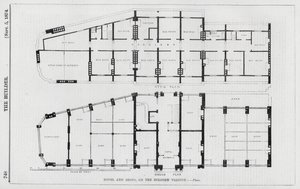 Hotel en winkels, op het Holborn Viaduct (gravure)