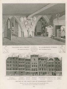 Huizen aan de noordkant van Leadenhall Street, gebouwd op de plaats van de huizen die werden verwoest door de grote brand van 1765 door English School