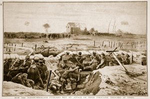 Hoe de Northumberland Fusiliers een aanval op hun eerste-lijns loopgraven bij Ieper ontmoetten door English School
