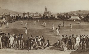 Hoe ze cricket speelden toen koningin Victoria jong was (litho) door English School