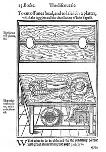 Hoe iemands hoofd af te snijden en op een schaal te leggen, 1584 (houtsnede)
