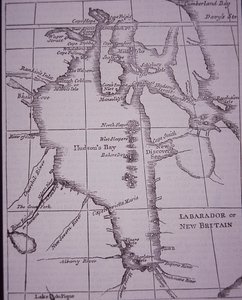 Hudson Bay Company, kaart van Hudson Bay gepubliceerd in 1744 door English School