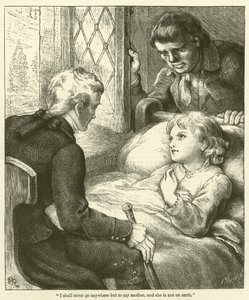 "Ik zal nooit ergens anders heen gaan dan naar mijn moeder, en zij is niet op aarde" (gravure) door English School