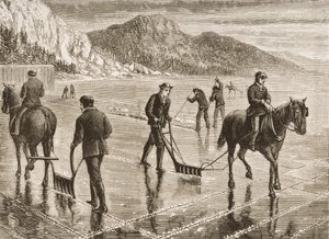IJsoogst op de Hudson River, New York State, ca. 1870, uit 