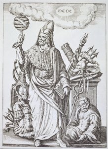 Ideale figuur van Hermes Trismegistus, kopie van illustratie uit De Divinatione et Magicis Praestigiis door Jean-Jacques Boissard, 1605, gepubliceerd eind 19e eeuw door English School