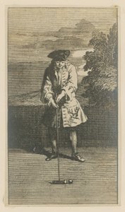 Illustratie van een man die croquet speelt door English School