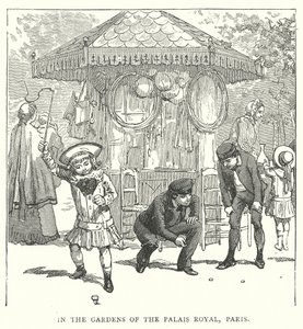 In de tuinen van het Palais Royal, Parijs (gravure) door English School