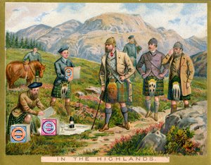 In de Hooglanden, promotiekaart voor Huntley & Palmers Biscuits, ca. 1890 door English School