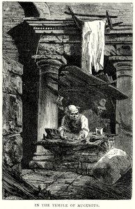 In de tempel van Augustus (gravure) door English School