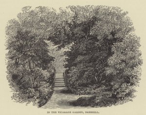 In de pastorie tuin, Bremhill (gravure) door English School