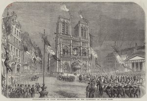 Inhuldiging van Louis Napoleon, Exterieur van de Kathedraal van Notre Dame door English School