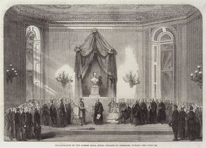 Inhuldiging van de Albert Hall, Koninklijk College van Chirurgen, Dublin (gravure) door English School