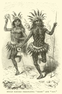Indiaanse dansers die Nacht en Dag uitbeelden