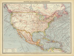 Industrieel Noord-Amerika met Communicatie (kleur litho)