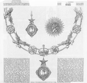 Insignes van de Orde van Ridderlijkheid De Ster van India, uit The Illustrated London News
