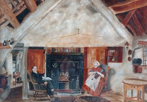 Interieur van Cruck Cottage, mogelijk Shipley Glen door English School