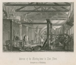 Interieur van John Bunyans ontmoetingshuis in Zoar Street, Gravel Lane, Southwark door English School