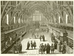 Interieur van de Oude Westminster Hall door English School
