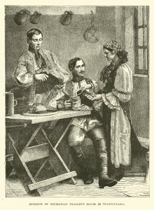 Interieur van het huis van Roemeense boeren in Transsylvanië door English School