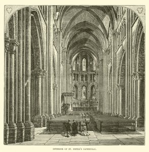 Interieur van de Sint-Pietersbasiliek door English School