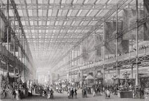 Interieur van de Grote Industriële Tentoonstelling van 1851 in Hyde Park uit Cyclopaedia of Useful Arts & Manufactures, bewerkt door Charles Tomlinson, ca. 1880s door English School