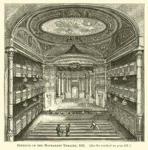 Interieur van het Haymarket Theatre, 1821 door English School