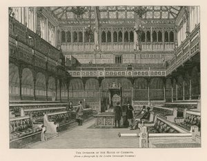 Interieur van het House of Commons, Westminster, Londen door English School