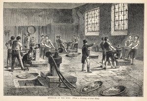 Interieur van de Munt, naar een tekening van circa 1820 door English School