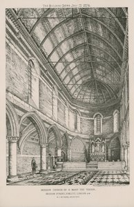 Binnenaanzicht van de Missiekerk van St. Mary the Virgin door English School