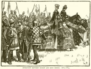 Ontmoeting tussen Becket en koning Henry door English School