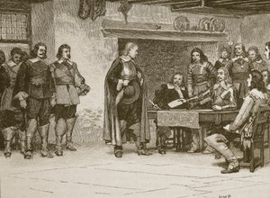 Interview tussen Charles en de graaf van Denbigh, illustratie uit Cassells Illustrated History of England door English School