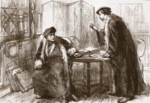 Gesprek tussen Erasmus en Calvijn, illustratie uit De Geschiedenis van het Protestantisme door James Aitken Wylie, gepubliceerd in 1878