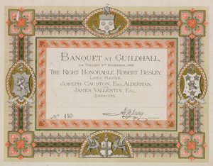 Uitnodiging voor een banket in de Guildhall, Londen, op 9 november 1869 door English School