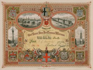 Uitnodiging voor een banket in de Guildhall, Londen, op 9 november 1878 door English School