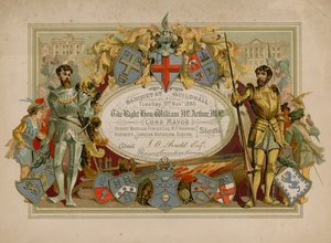 Uitnodiging voor een banket in de Guildhall, Londen, op 9 november 1880 door English School