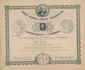 Uitnodiging voor de Penny Postage Jubileumviering door English School