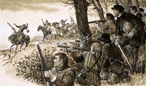 Ierse rebellen onder bevel van Gerald, veertiende graaf van Desmond door English School