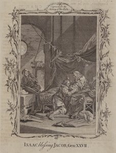 Isaak zegent Jakob (gravure)