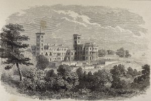 Isle of Wight. Osborne House, de zomerresidentie van koningin Victoria. Illustratie van 1880 door English School